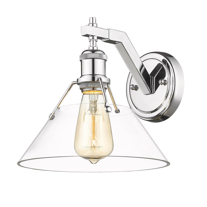 Ch 1 Light Wall Sconce In Chrome With Clear Glass by Golden