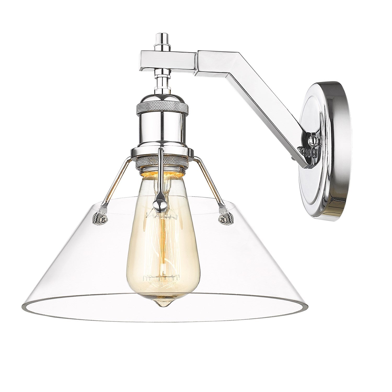 Ch 1 Light Wall Sconce In Chrome With Clear Glass