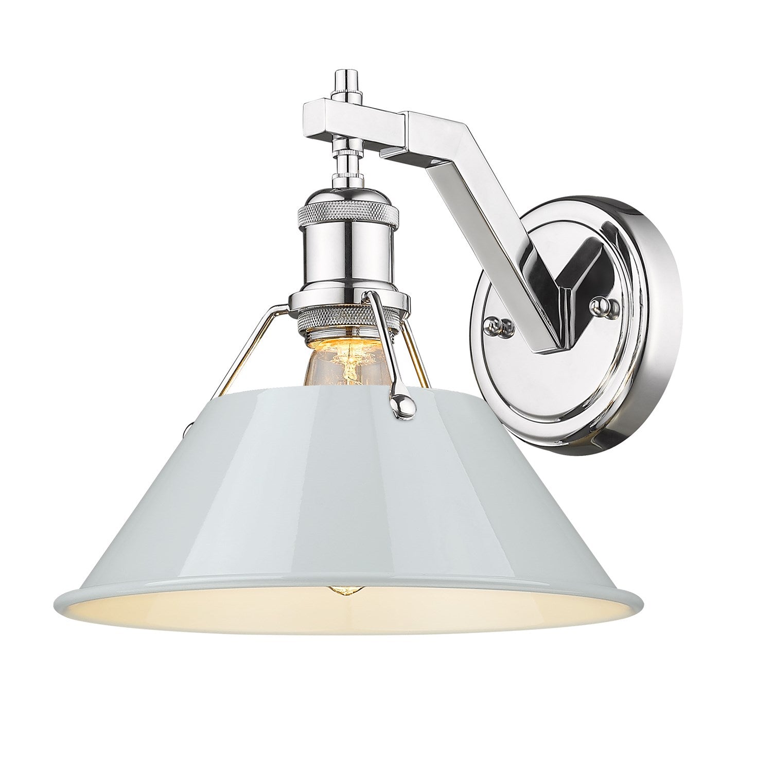 Ch 1 Light Wall Sconce In Chrome With Dusky Blue Shade by Golden