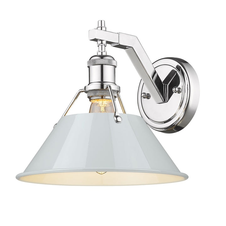 Ch 1 Light Wall Sconce In Chrome With Dusky Blue Shade by Golden