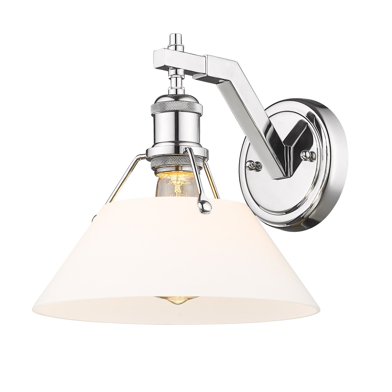 Ch 1 Light Wall Sconce In Chrome With Opal Glass by Golden