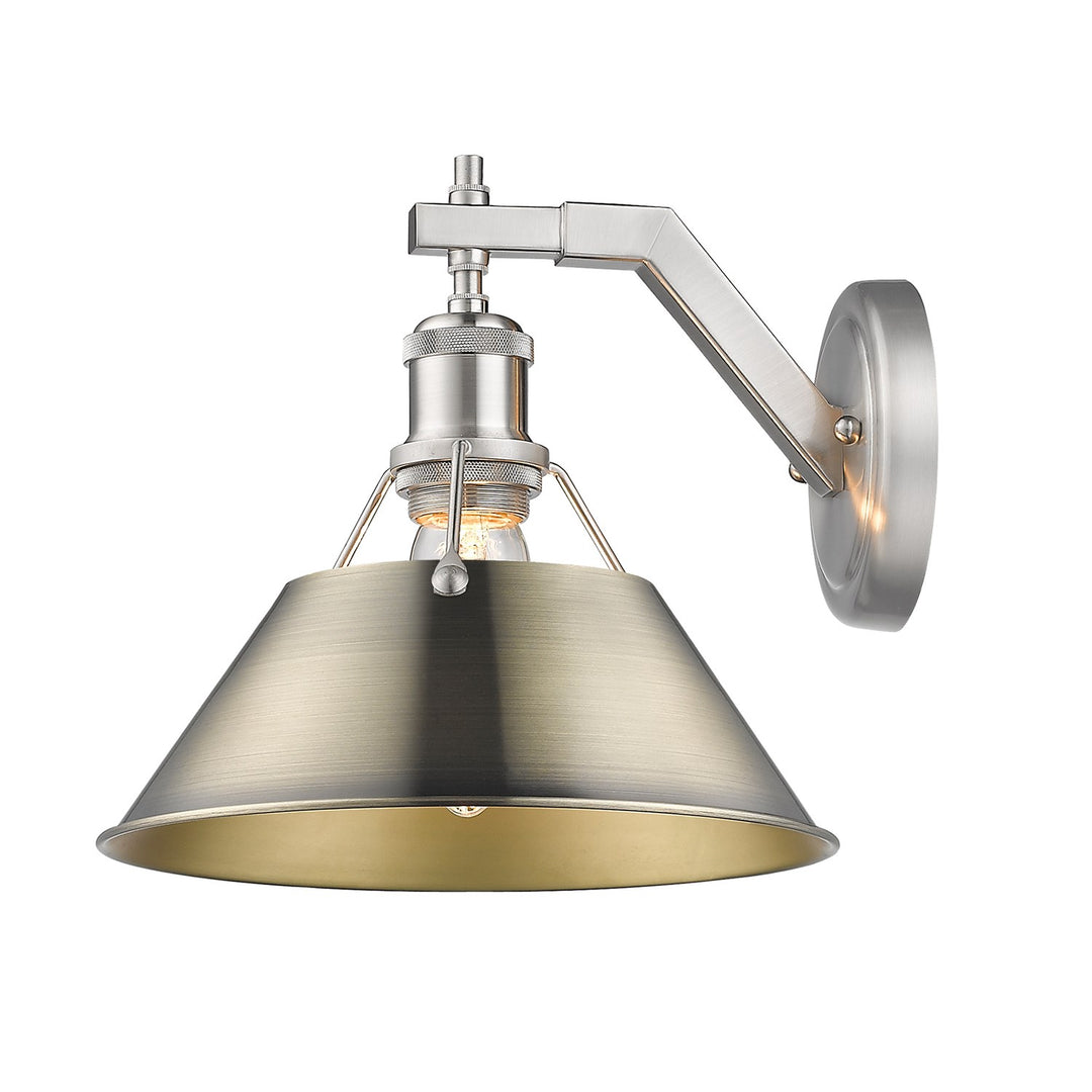 Pw 1 Light Wall Sconce In Pewter With Aged Brass Shade