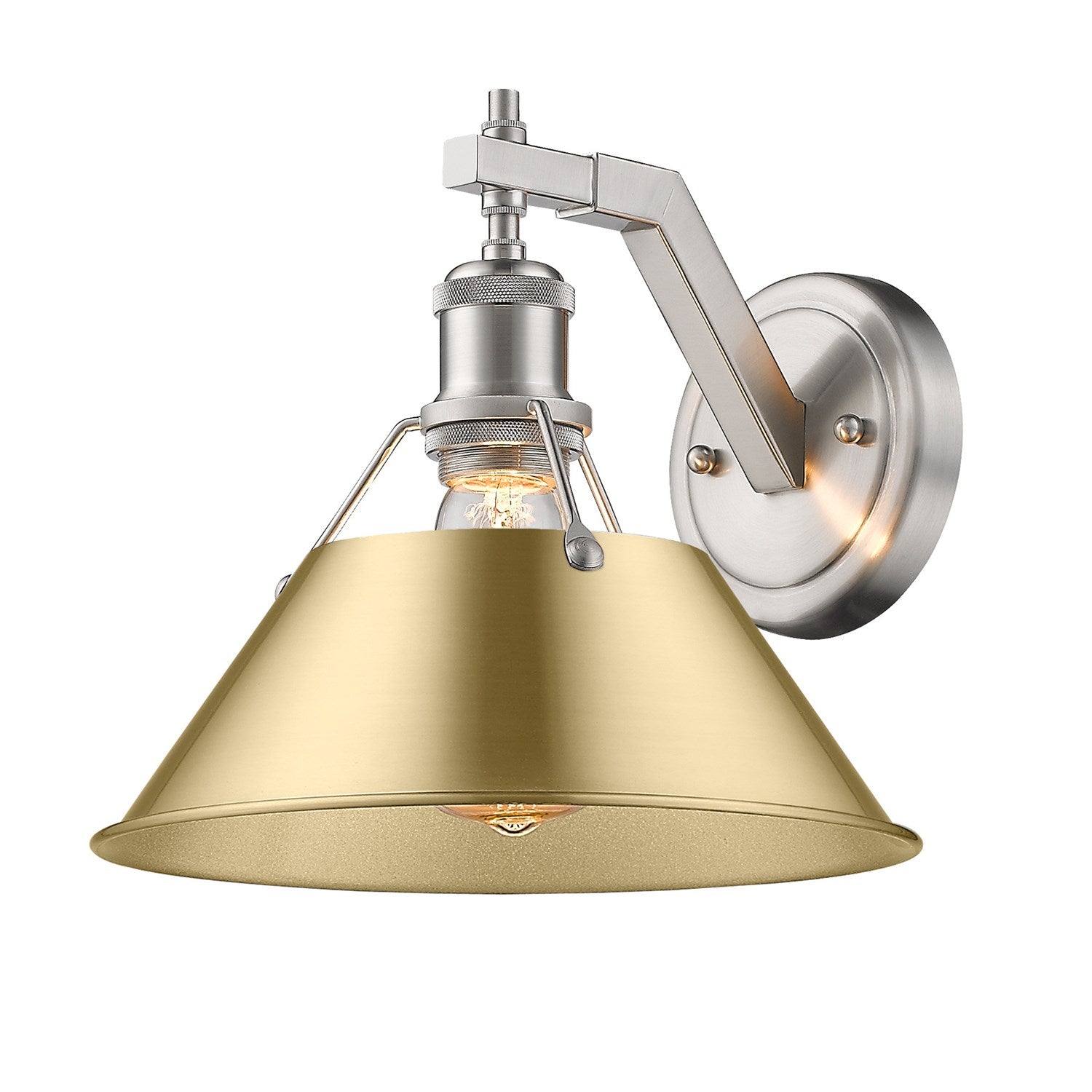 Pw 1 Light Wall Sconce In Pewter With Brushed Champagne Bronze Shade by Golden