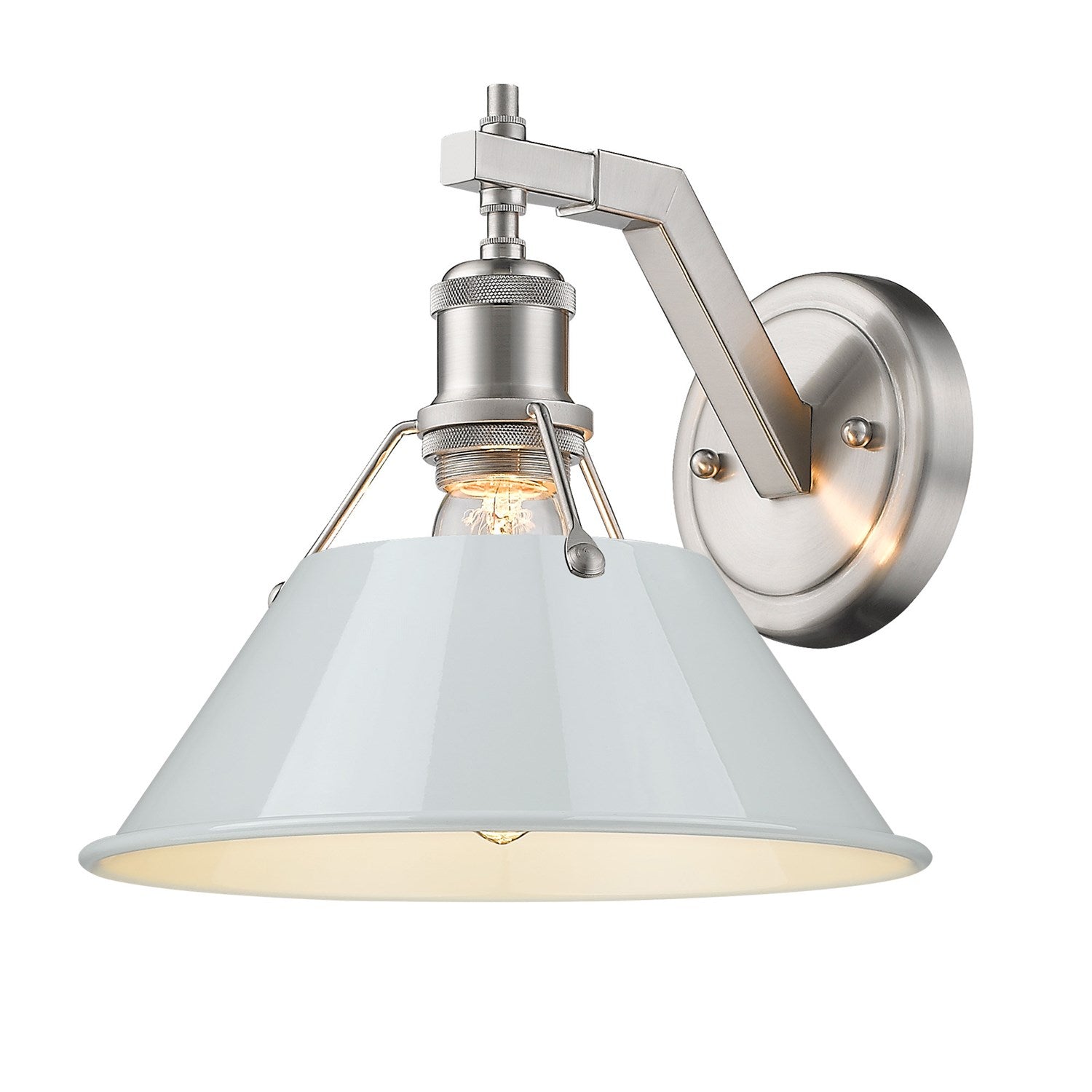 Pw 1 Light Wall Sconce In Pewter With Dusky Blue Shade by Golden