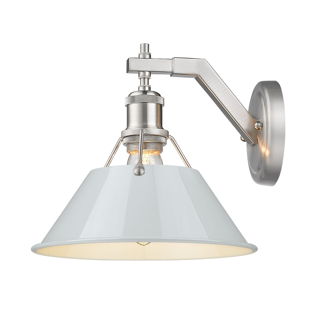 Pw 1 Light Wall Sconce In Pewter With Dusky Blue Shade