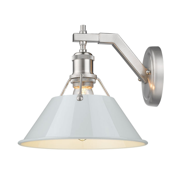 Pw 1 Light Wall Sconce In Pewter With Dusky Blue Shade