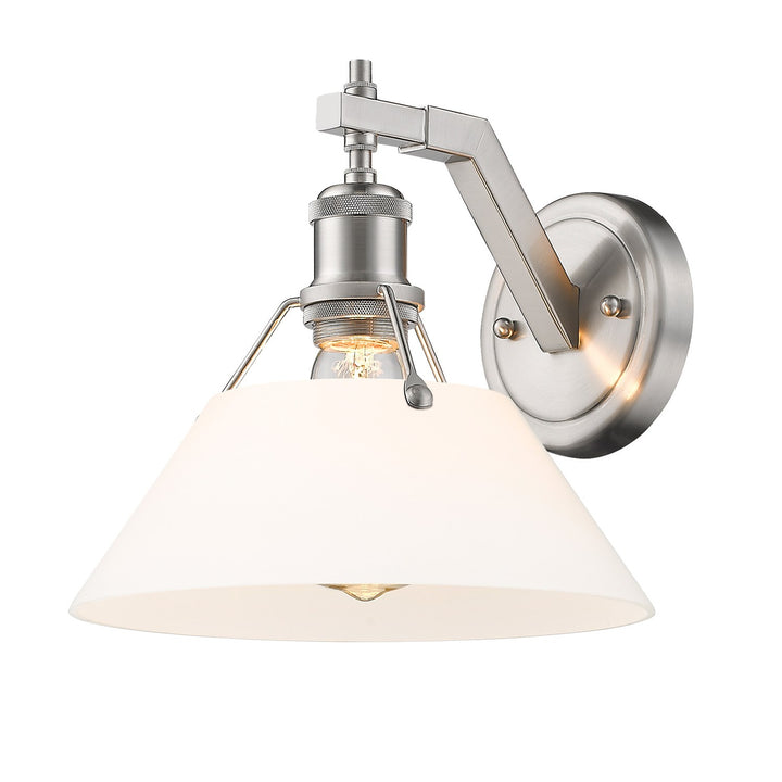 Pw 1 Light Wall Sconce In Pewter With Opal Glass by Golden
