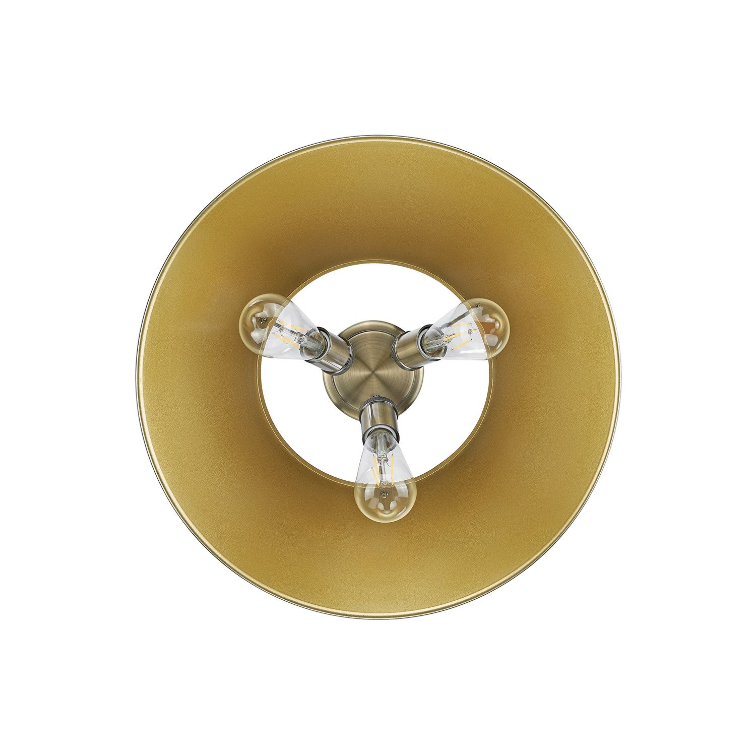 Ab 3 Light Flush Mount In Aged Brass With Aged Brass Shade