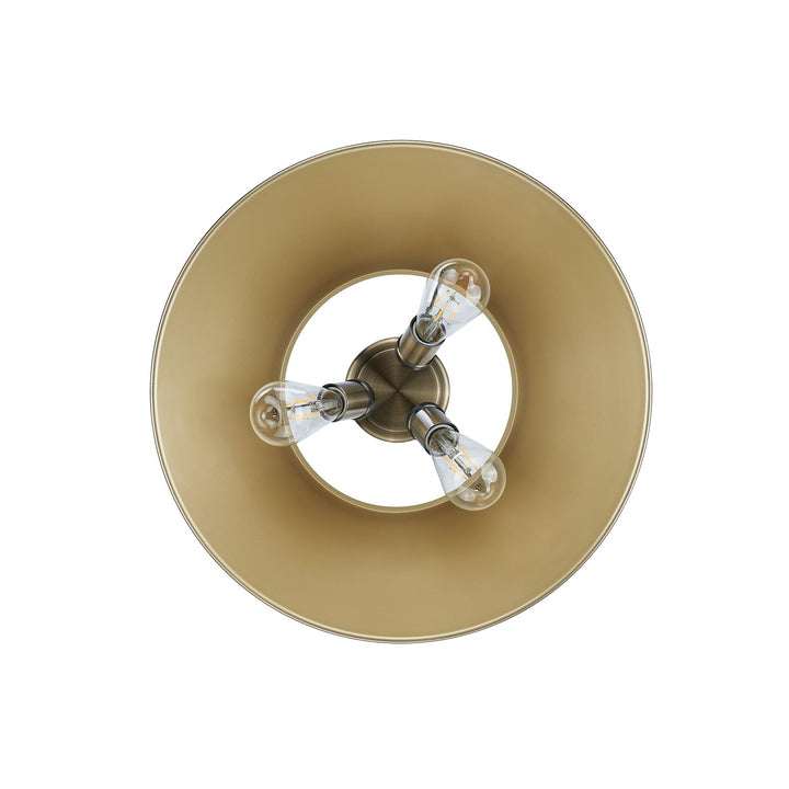 Ab 3 Light Flush Mount In Aged Brass With Brushed Champagne Bronze Shade