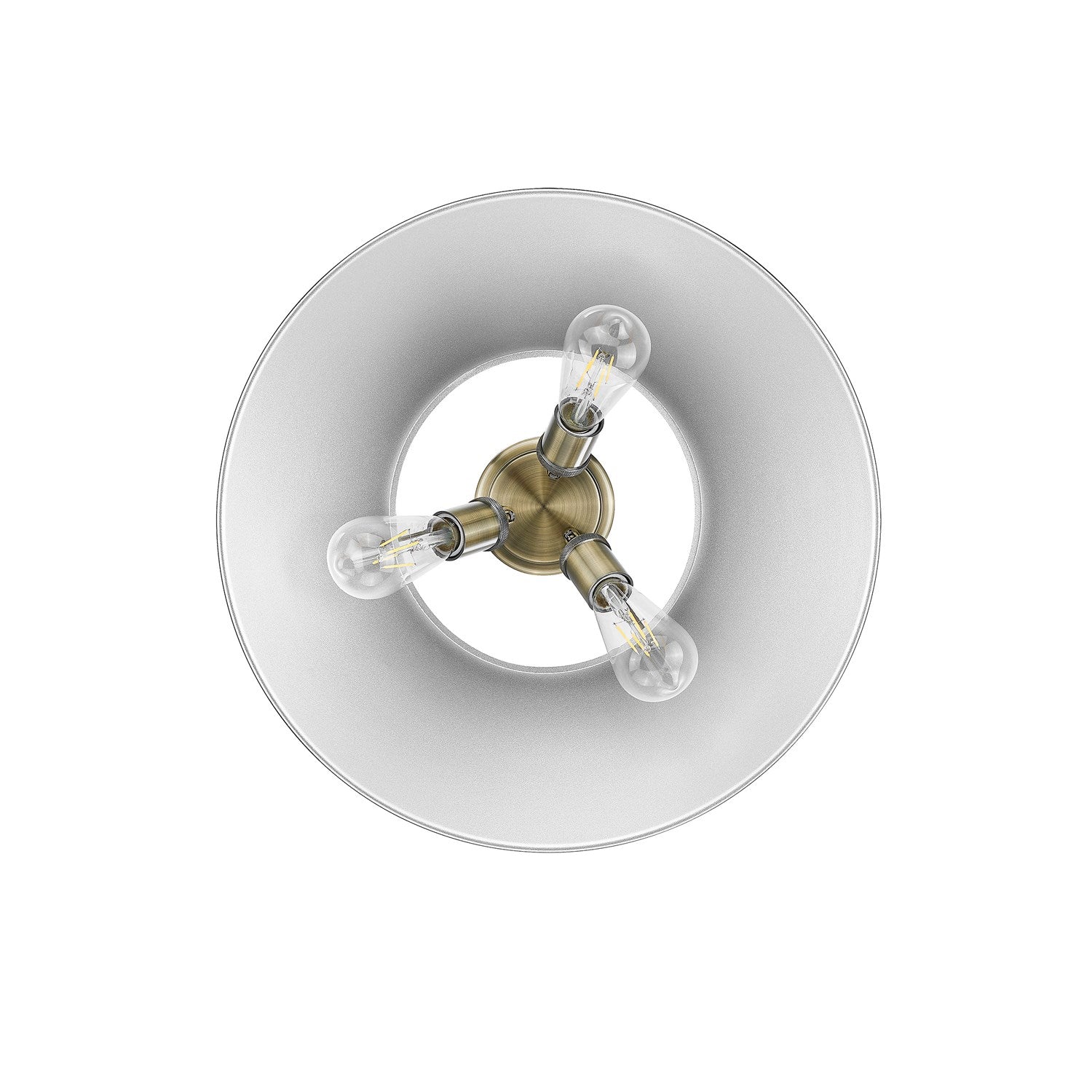 Ab 3 Light Flush Mount In Aged Brass With Chrome Shade