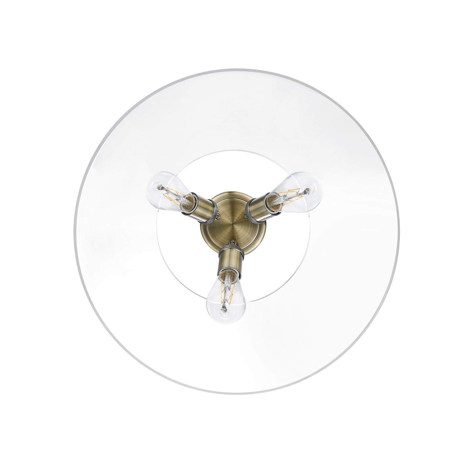 Ab 3 Light Flush Mount In Aged Brass With Clear Glass