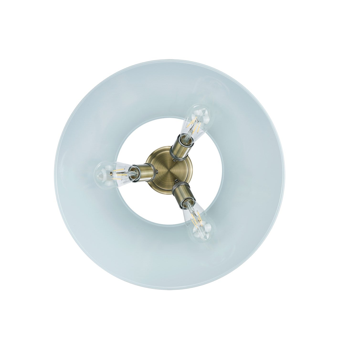 Ab 3 Light Flush Mount In Aged Brass With Dusky Blue Shade