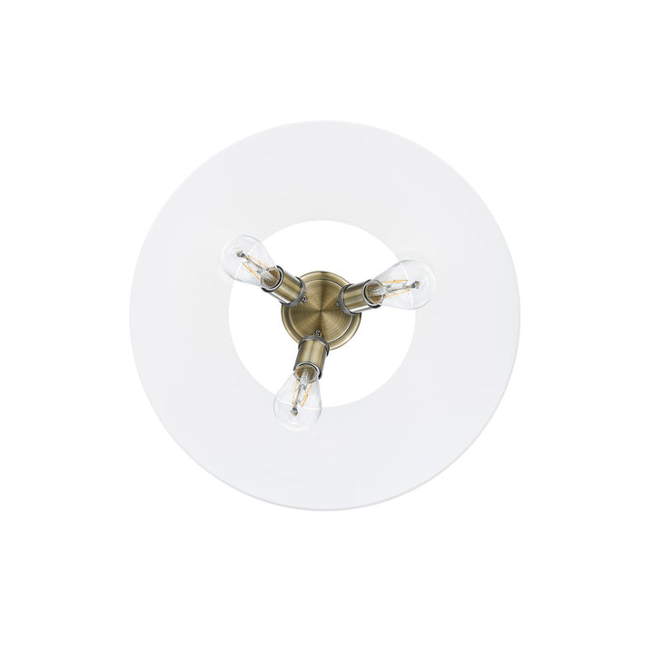Ab 3 Light Flush Mount In Aged Brass With Opal Glass