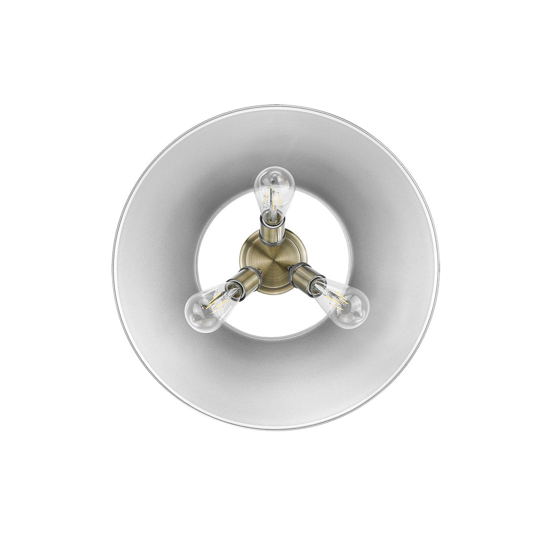 Ab 3 Light Flush Mount In Aged Brass With Pewter Shade