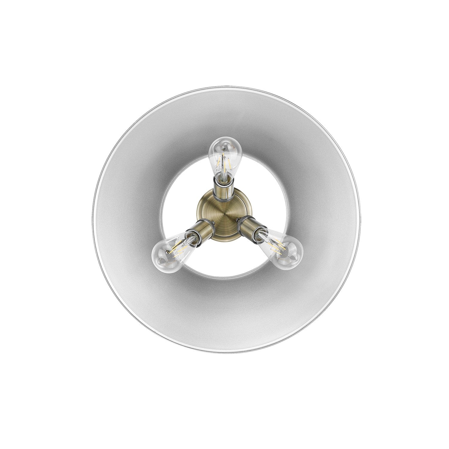 Ab 3 Light Flush Mount In Aged Brass With Pewter Shade