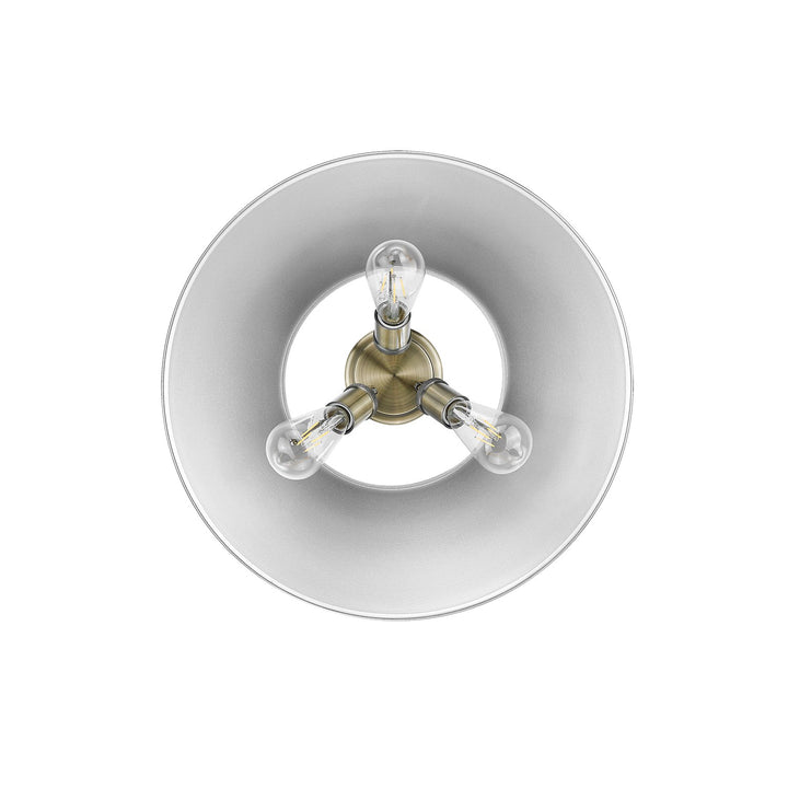 Ab 3 Light Flush Mount In Aged Brass With Pewter Shade
