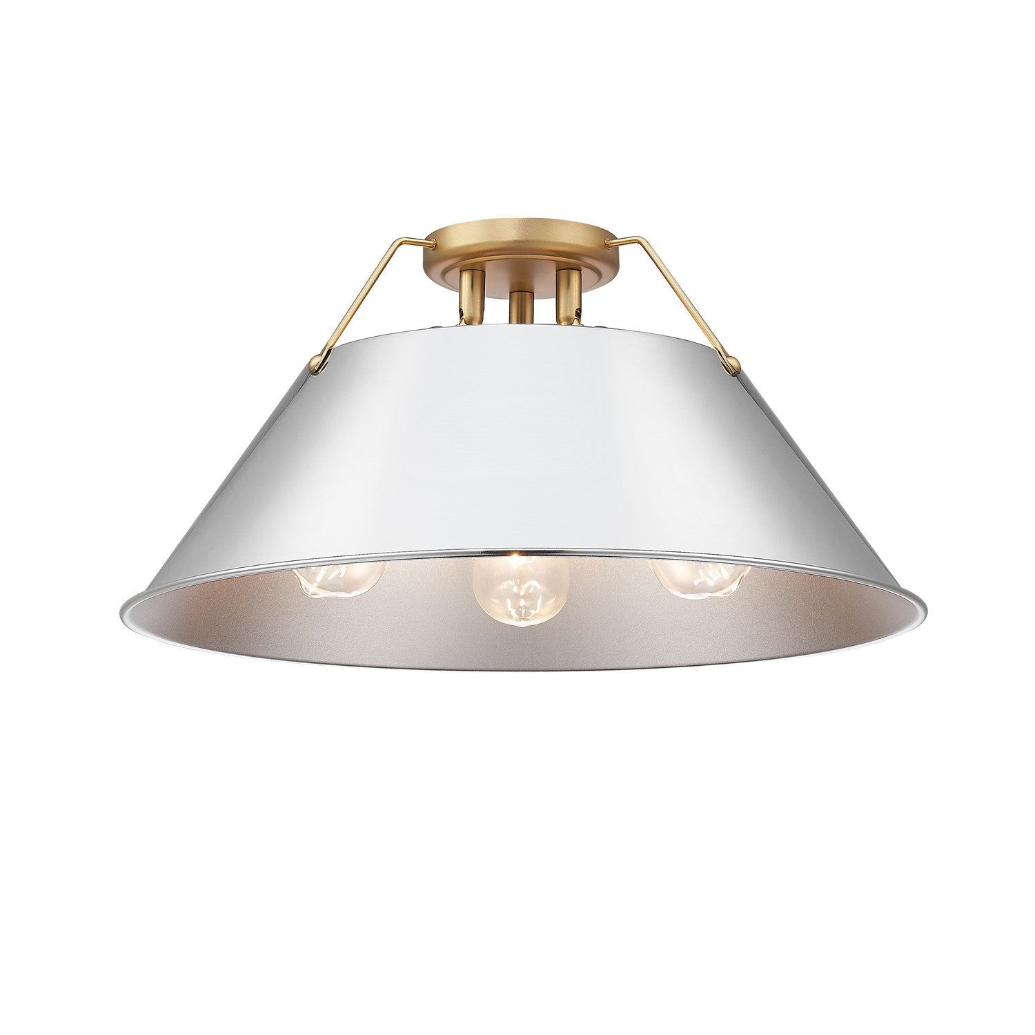 Bcb 3 Light Flush Mount In Brushed Champagne Bronze With Chrome Shade by Golden