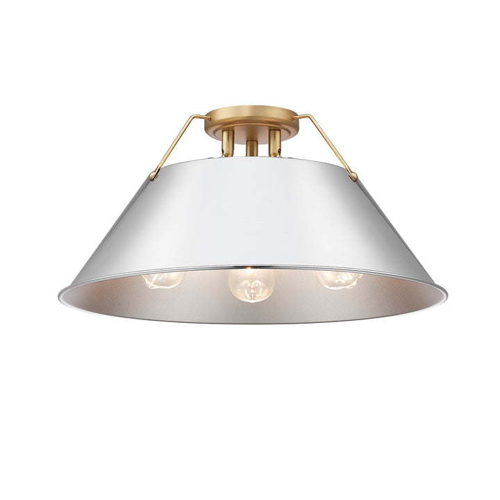 Bcb 3 Light Flush Mount In Brushed Champagne Bronze With Chrome Shade by Golden