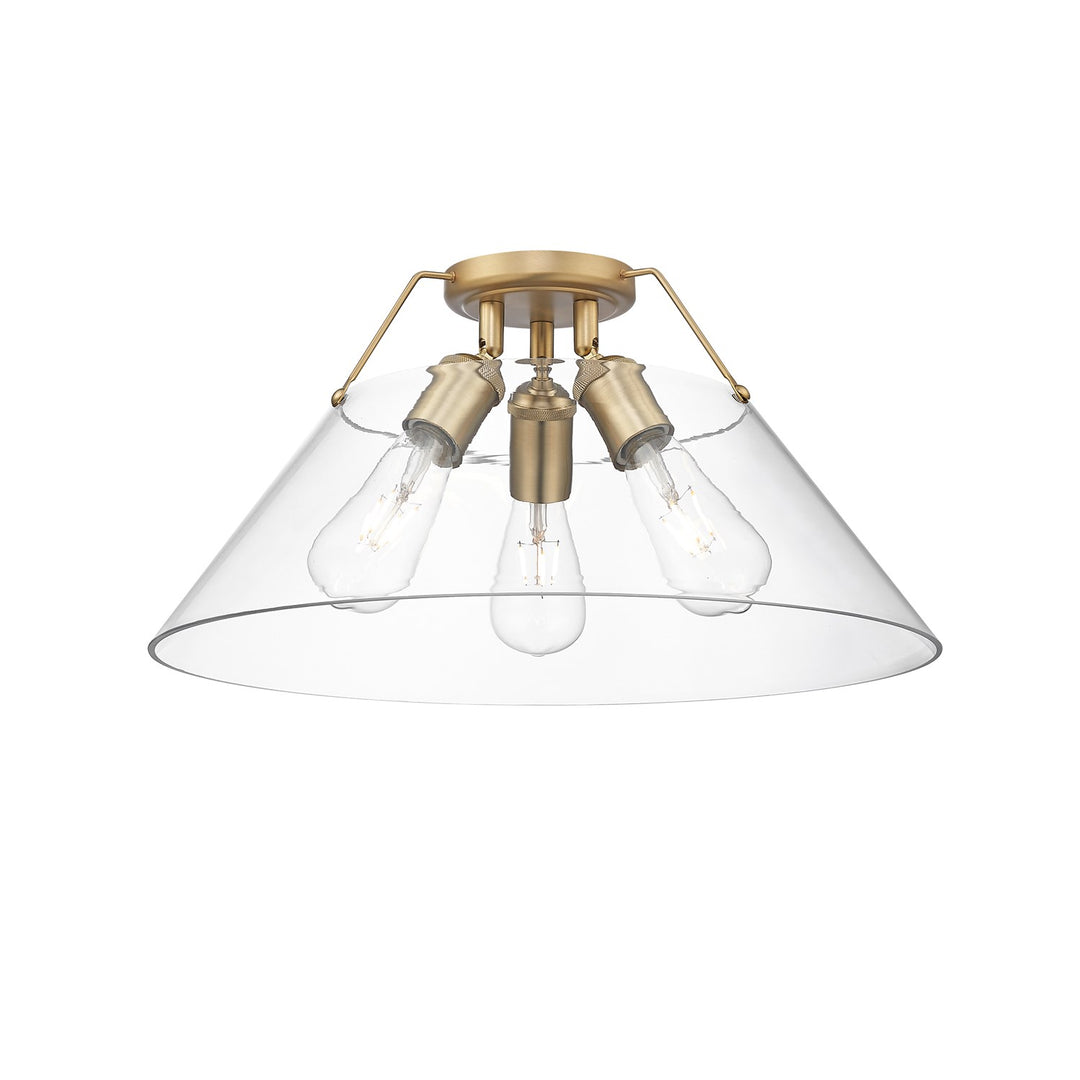 Bcb 3 Light Flush Mount In Brushed Champagne Bronze With Clear Glass by Golden
