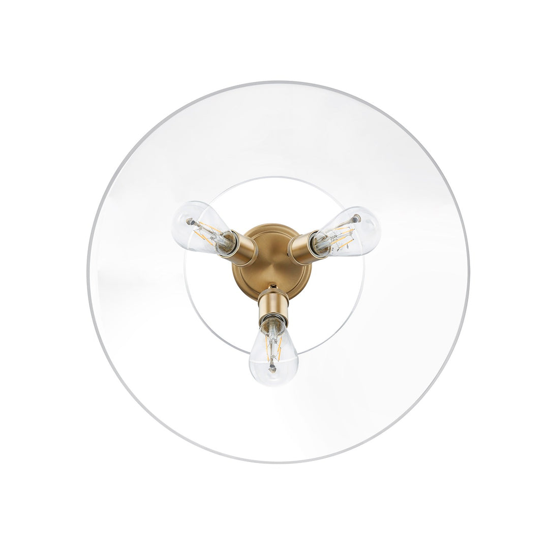 Bcb 3 Light Flush Mount In Brushed Champagne Bronze With Clear Glass