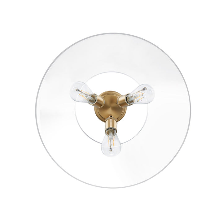 Bcb 3 Light Flush Mount In Brushed Champagne Bronze With Clear Glass