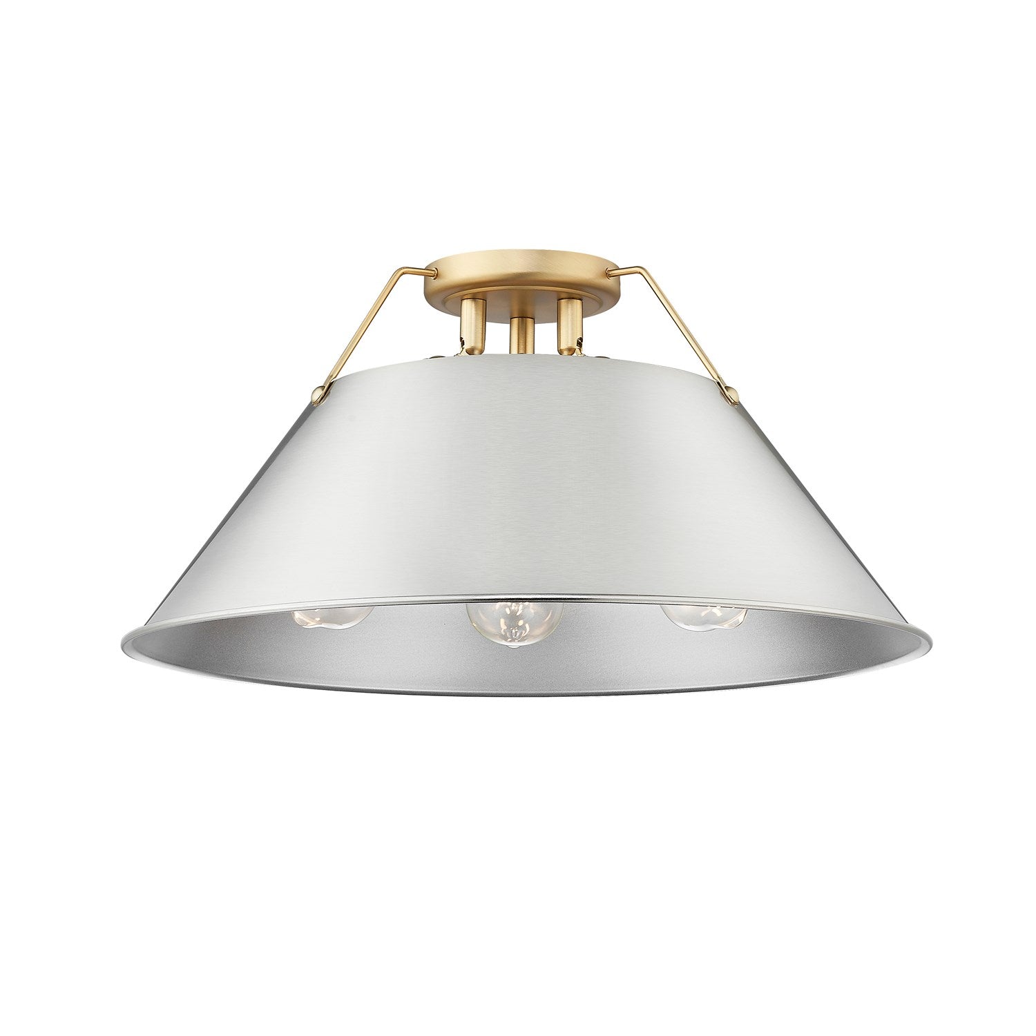Bcb 3 Light Flush Mount In Brushed Champagne Bronze With Pewter Shade by Golden