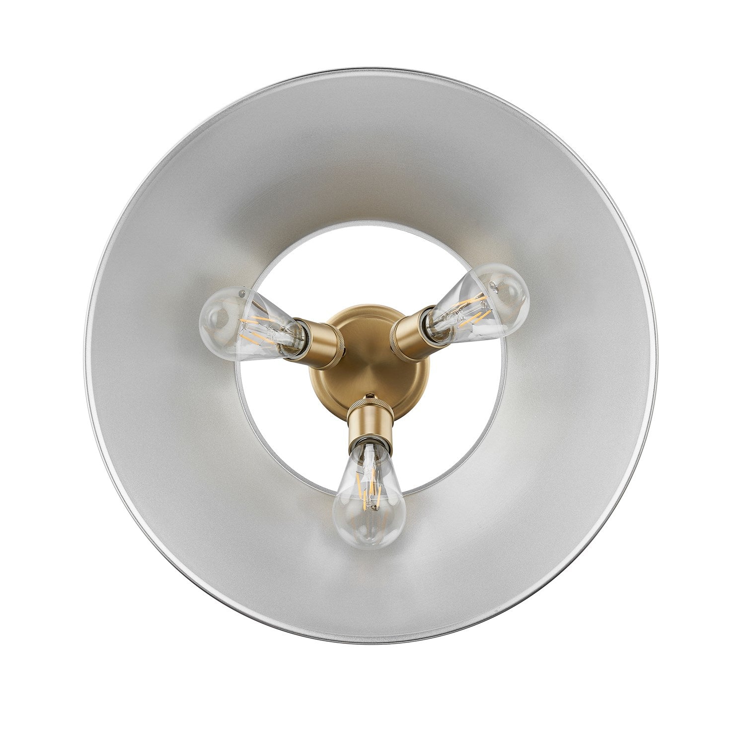 Bcb 3 Light Flush Mount In Brushed Champagne Bronze With Pewter Shade
