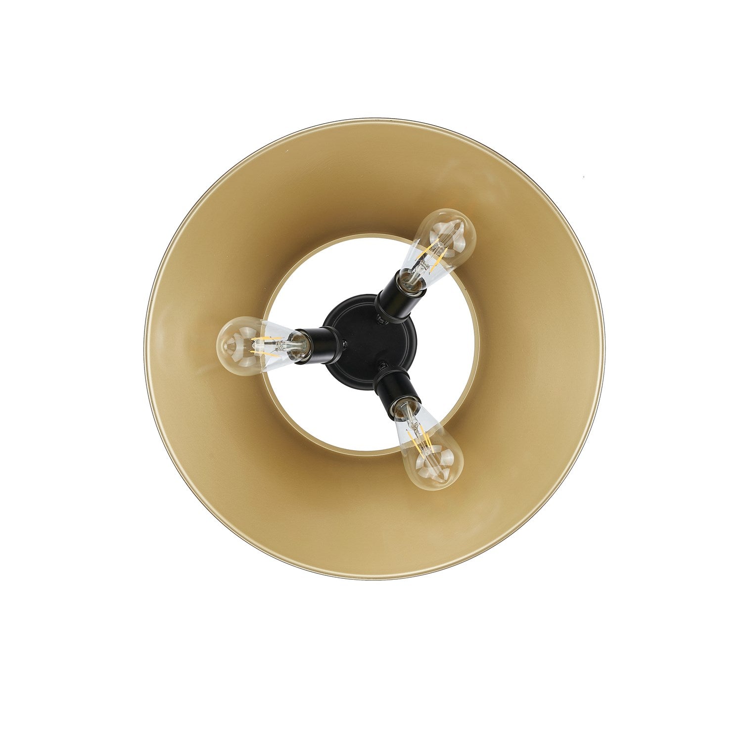 Blk 3 Light Flush Mount In Matte Black With Brushed Bronze Shade
