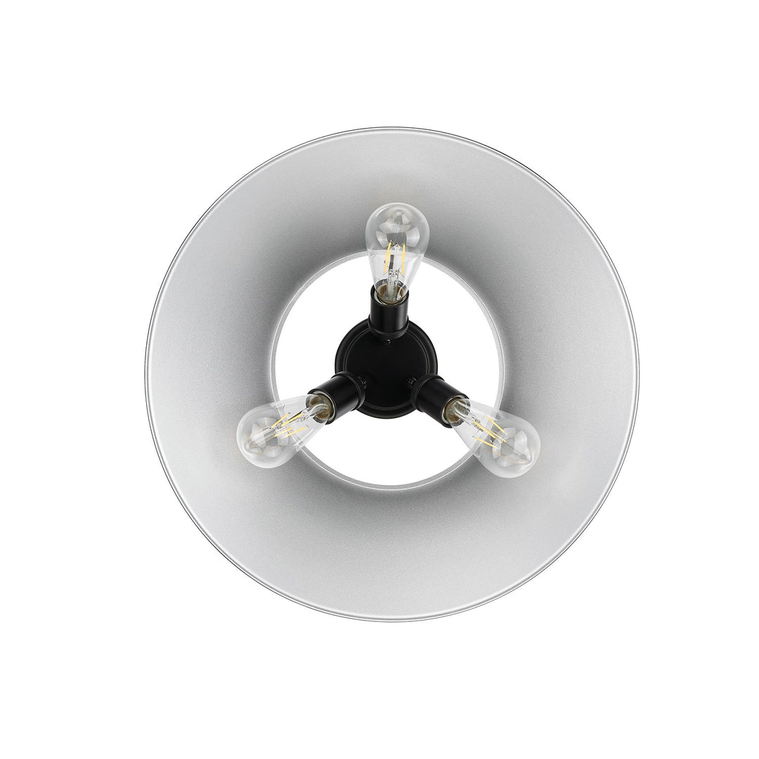 Blk 3 Light Flush Mount In Matte Black With Chrome Shade