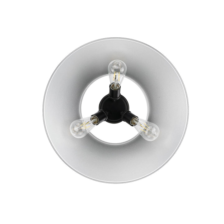 Blk 3 Light Flush Mount In Matte Black With Chrome Shade
