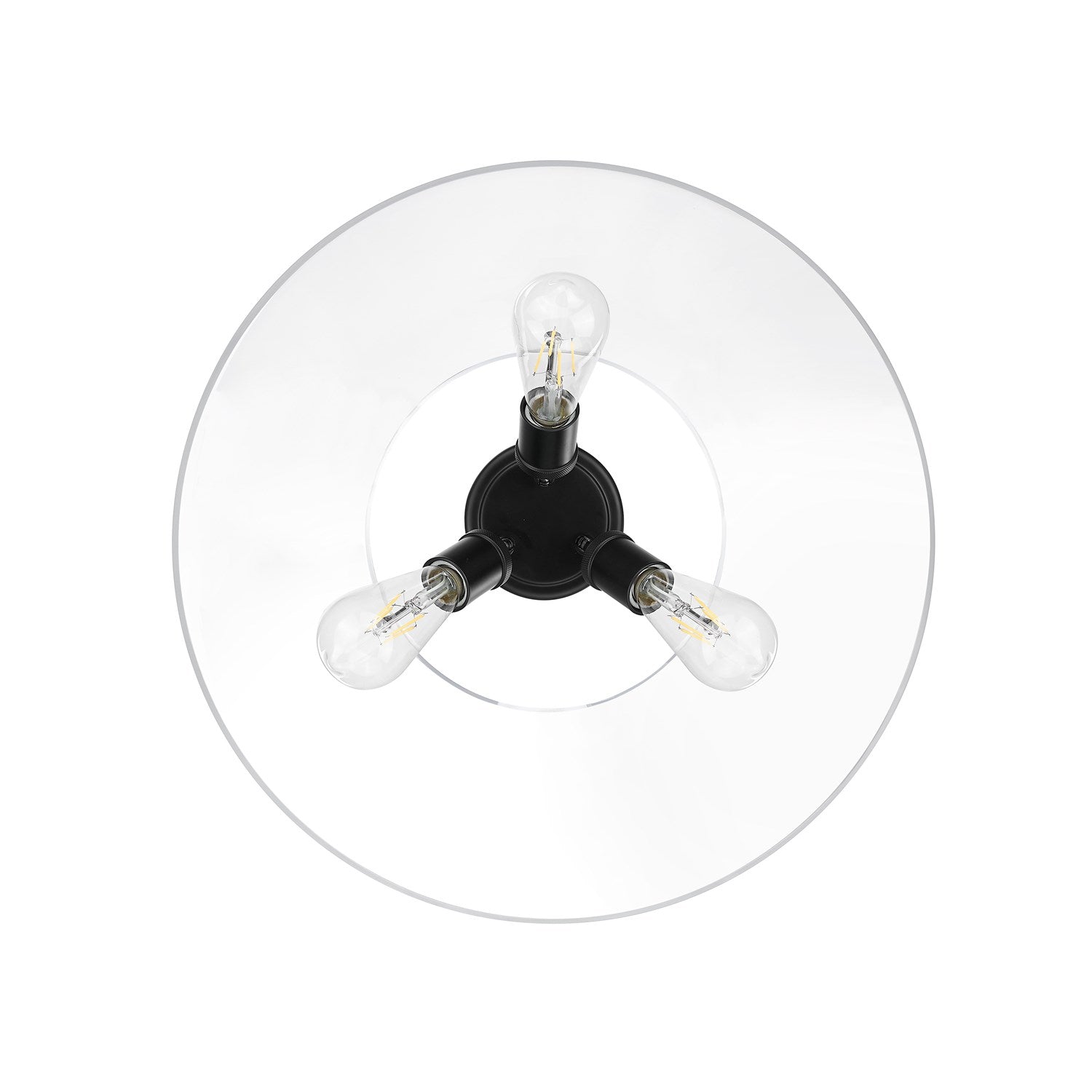 Blk 3 Light Flush Mount In Matte Black With Clear Glass