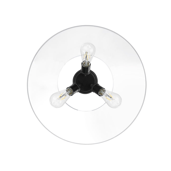 Blk 3 Light Flush Mount In Matte Black With Clear Glass