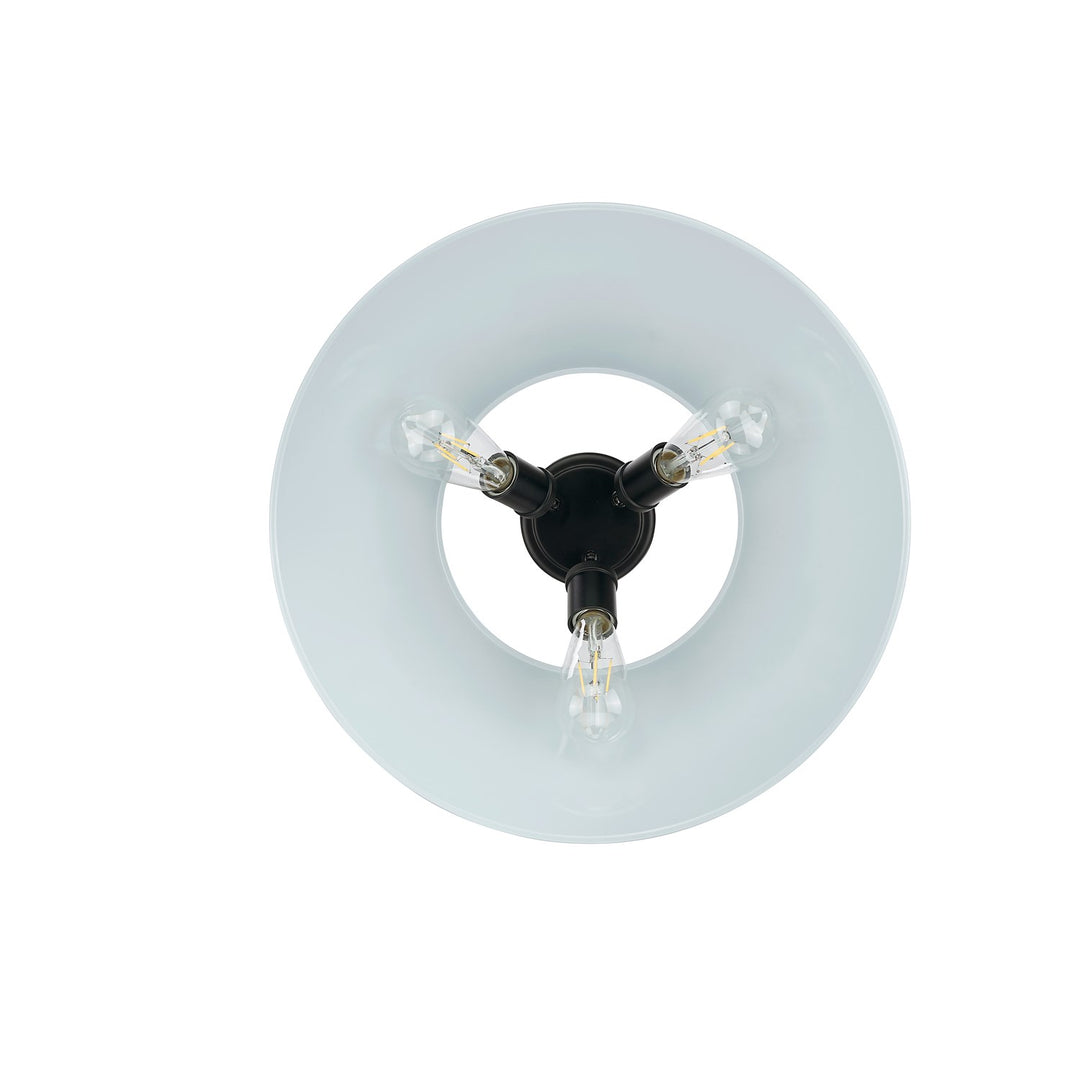 Blk 3 Light Flush Mount In Matte Black With Dusky Blue Shade