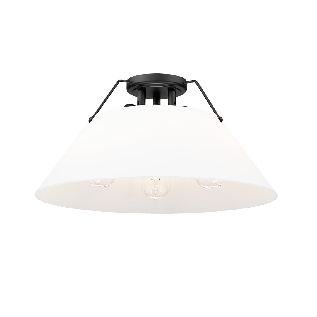 Blk 3 Light Flush Mount In Matte Black With Opal Glass by Golden