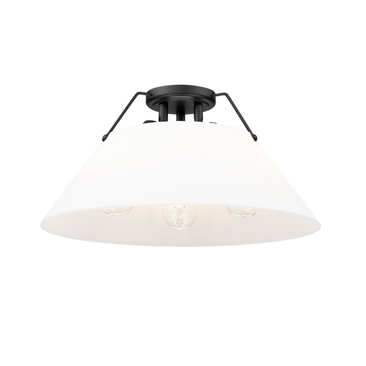 Blk 3 Light Flush Mount In Matte Black With Opal Glass by Golden