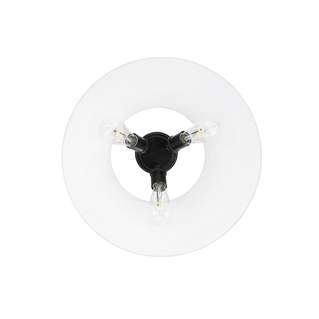 Blk 3 Light Flush Mount In Matte Black With Opal Glass