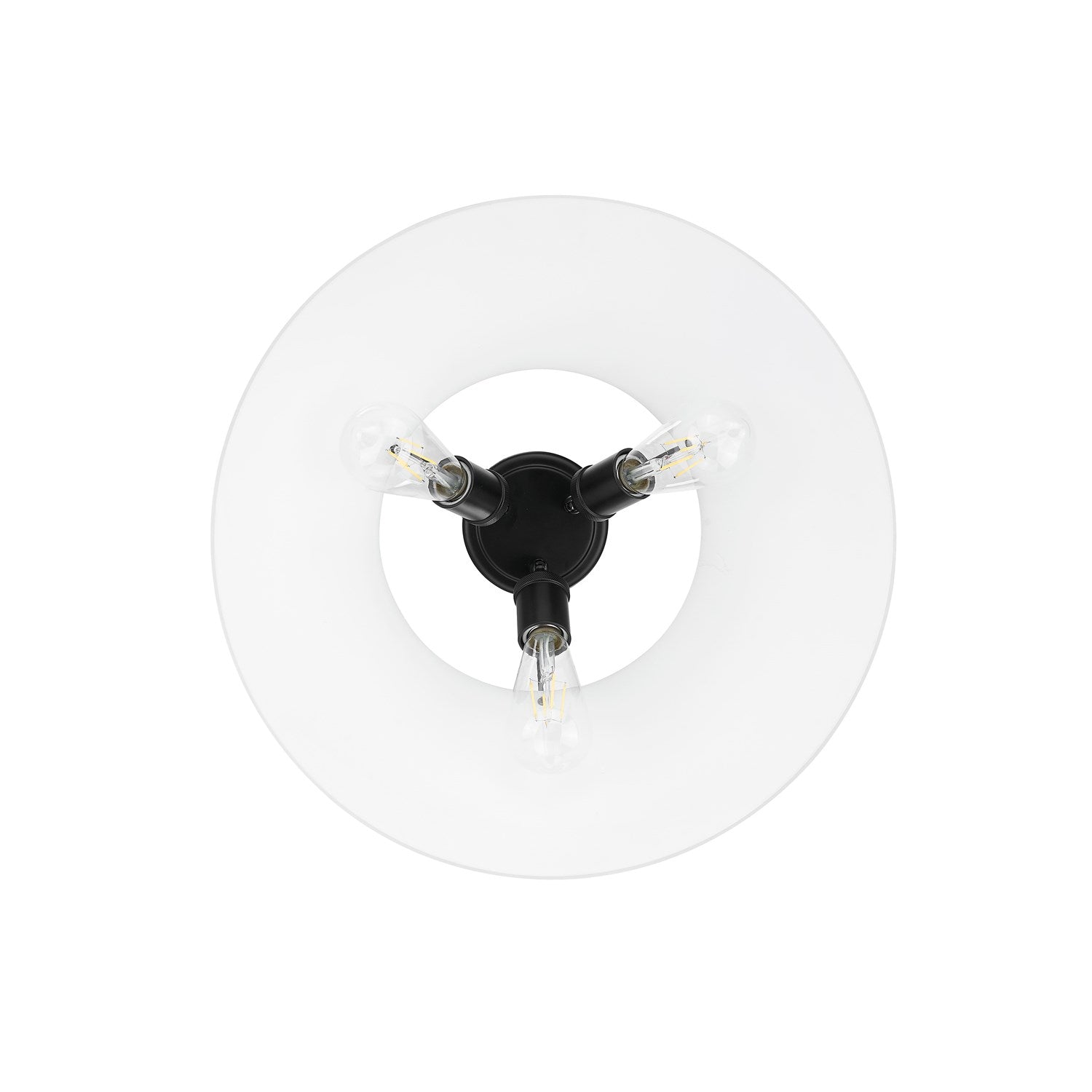Blk 3 Light Flush Mount In Matte Black With Opal Glass