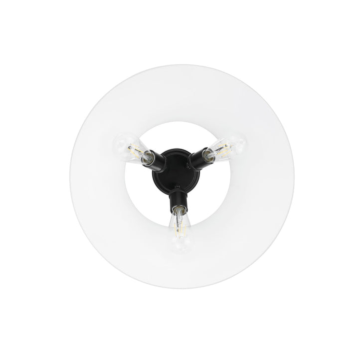 Blk 3 Light Flush Mount In Matte Black With Opal Glass