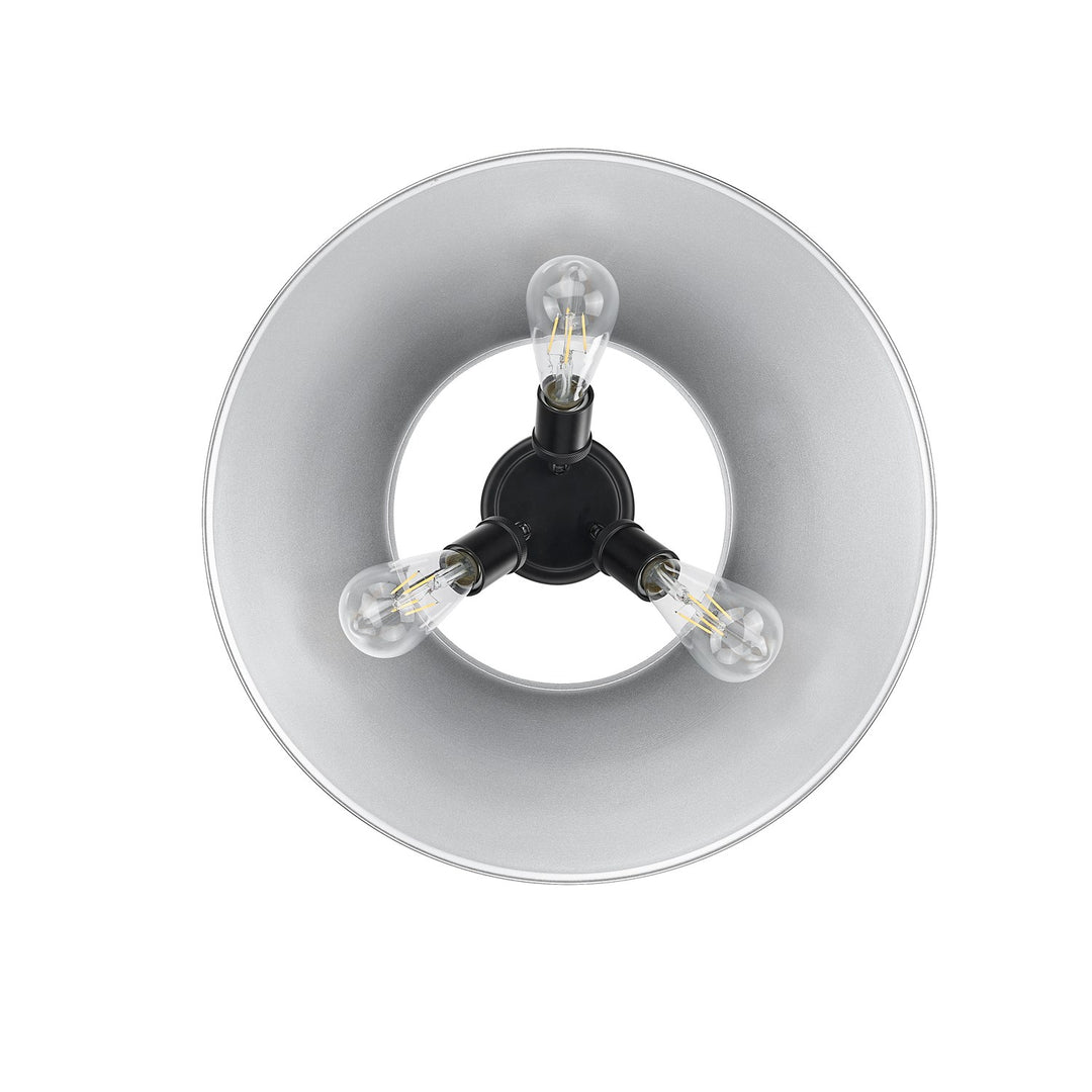 Blk 3 Light Flush Mount In Matte Black With Pewter Shade