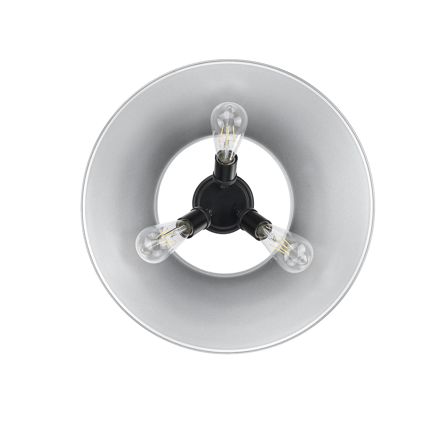 Blk 3 Light Flush Mount In Matte Black With Pewter Shade