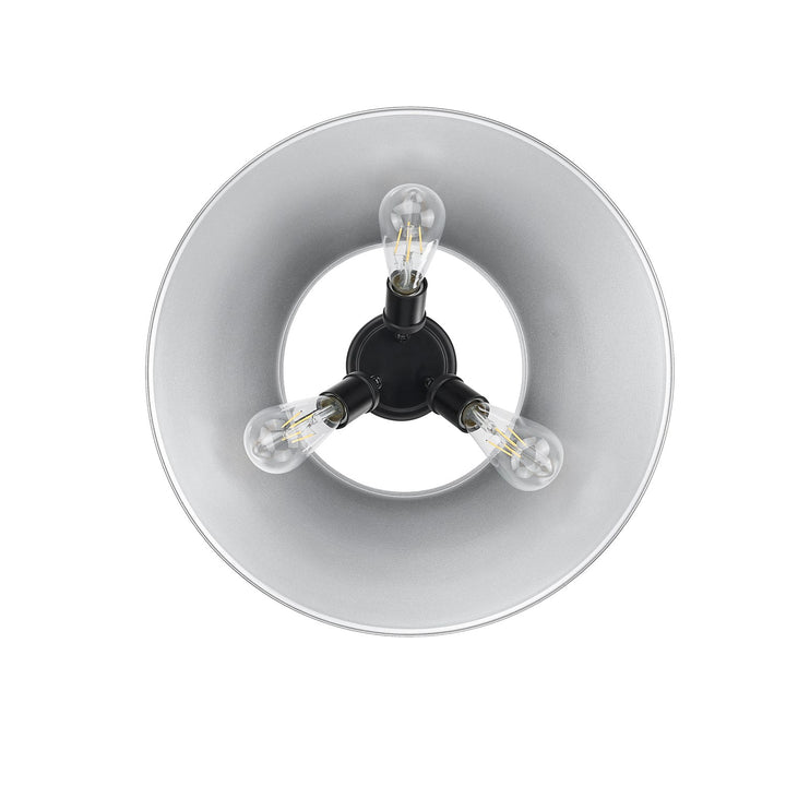 Blk 3 Light Flush Mount In Matte Black With Pewter Shade