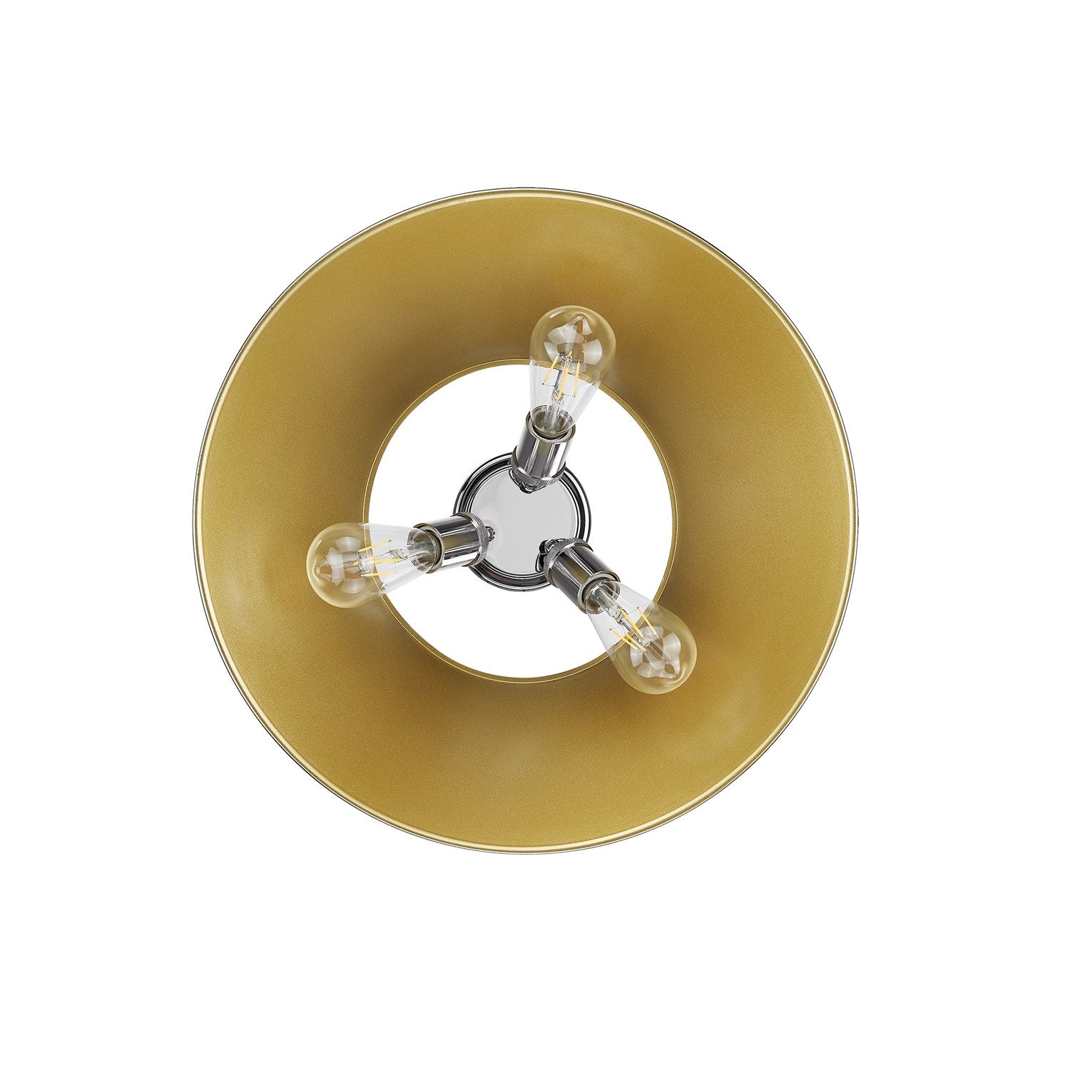 Ch 3 Light Flush Mount In Chrome With Aged Brass Shade