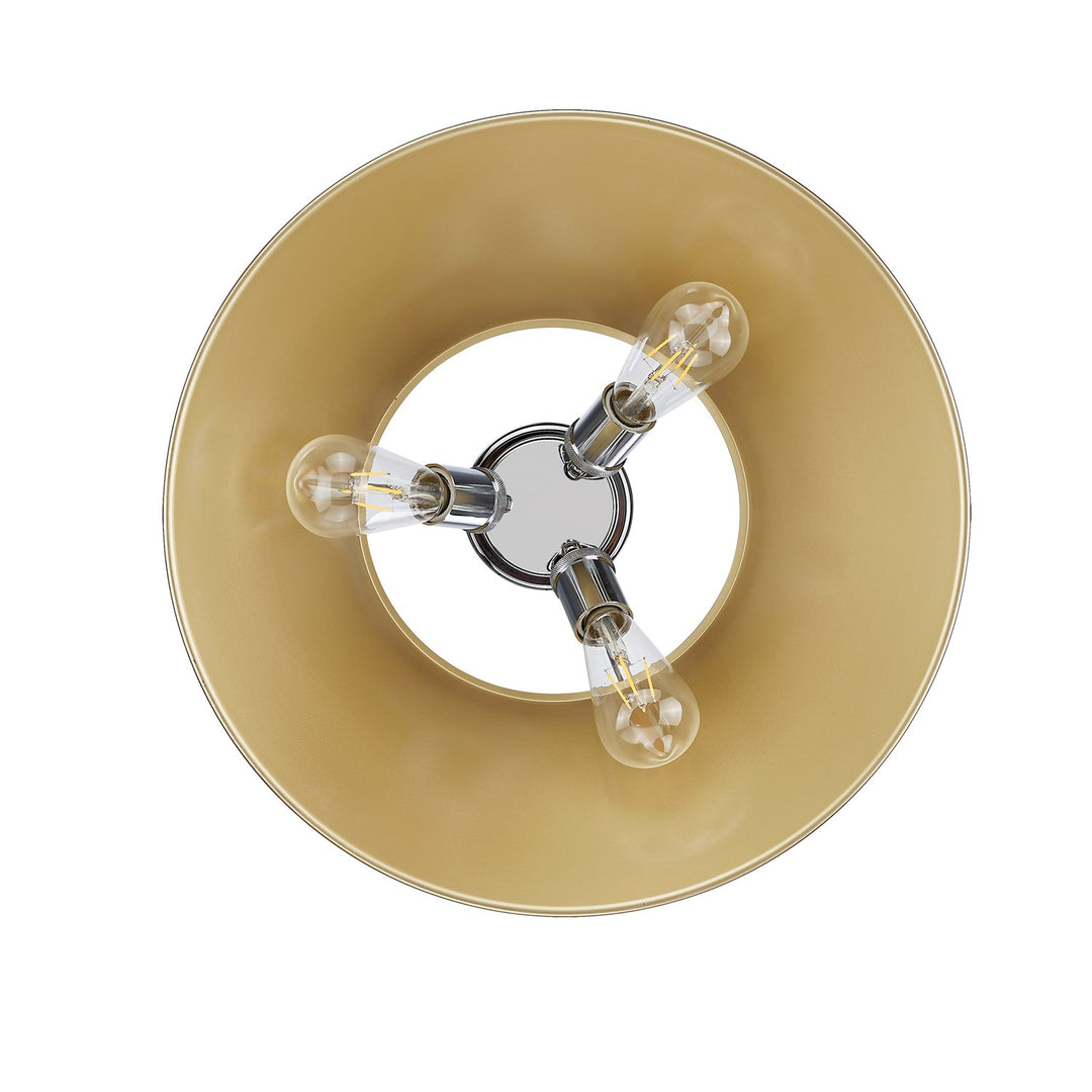 Ch 3 Light Flush Mount In Chrome With Brushed Champagne Bronze Shade