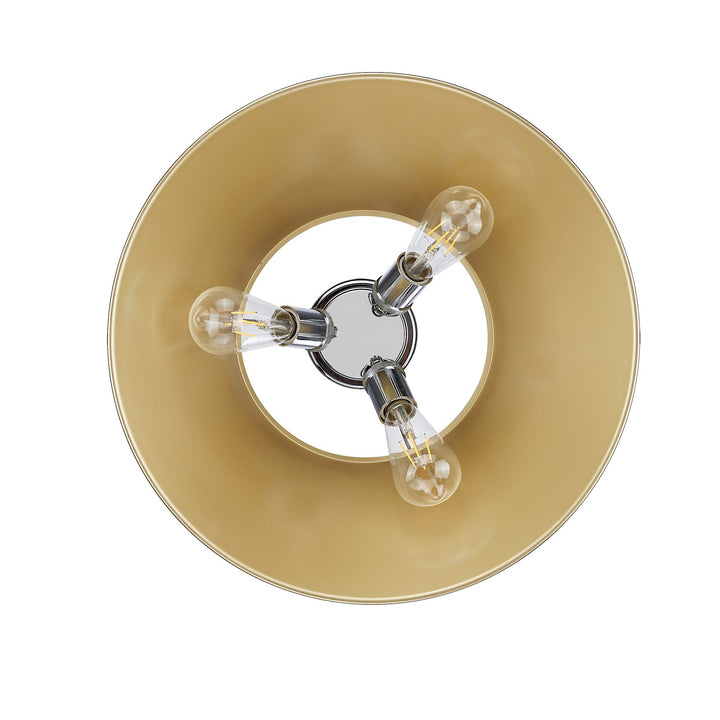 Ch 3 Light Flush Mount In Chrome With Brushed Champagne Bronze Shade