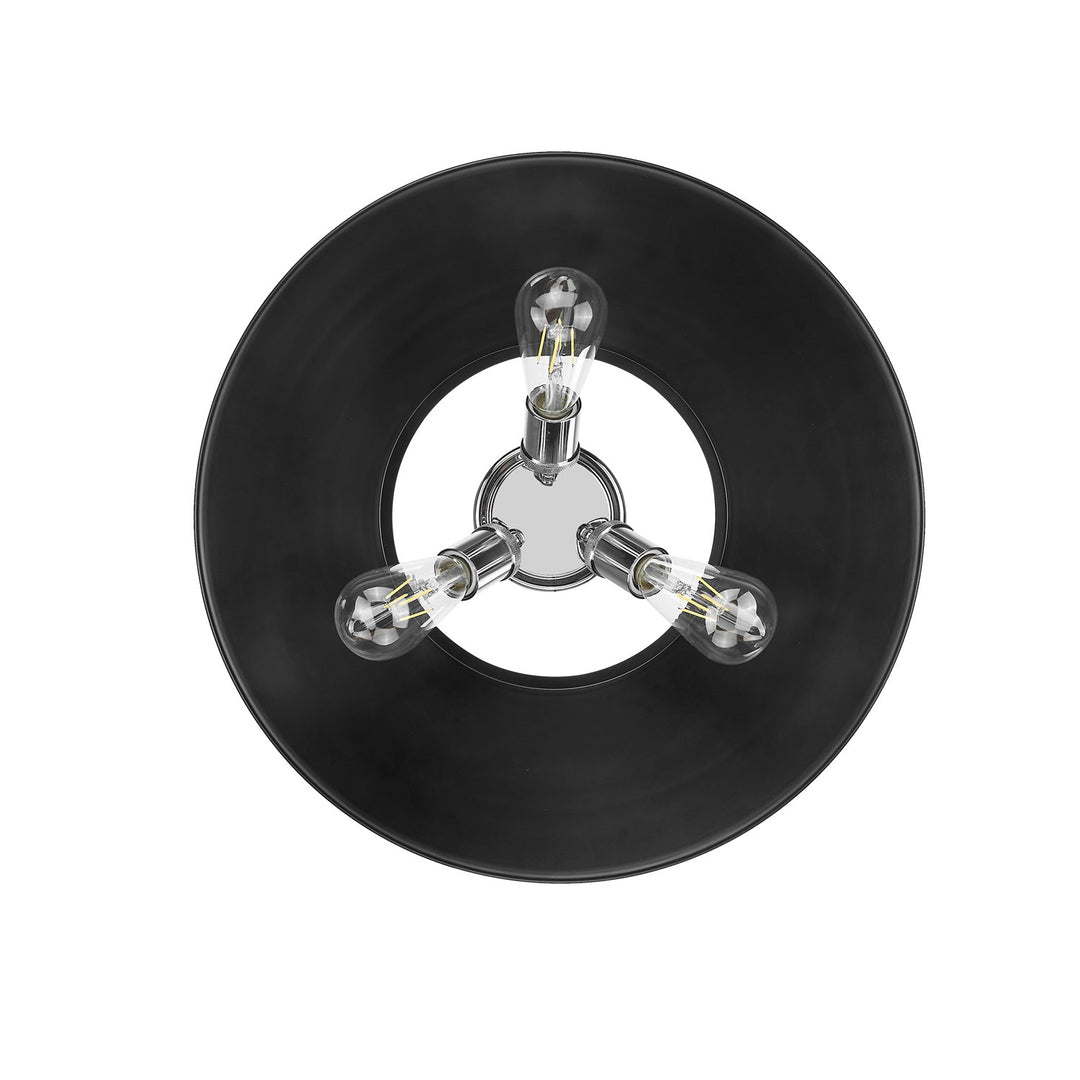 Ch 3 Light Flush Mount In Chrome With Matte Black Shade