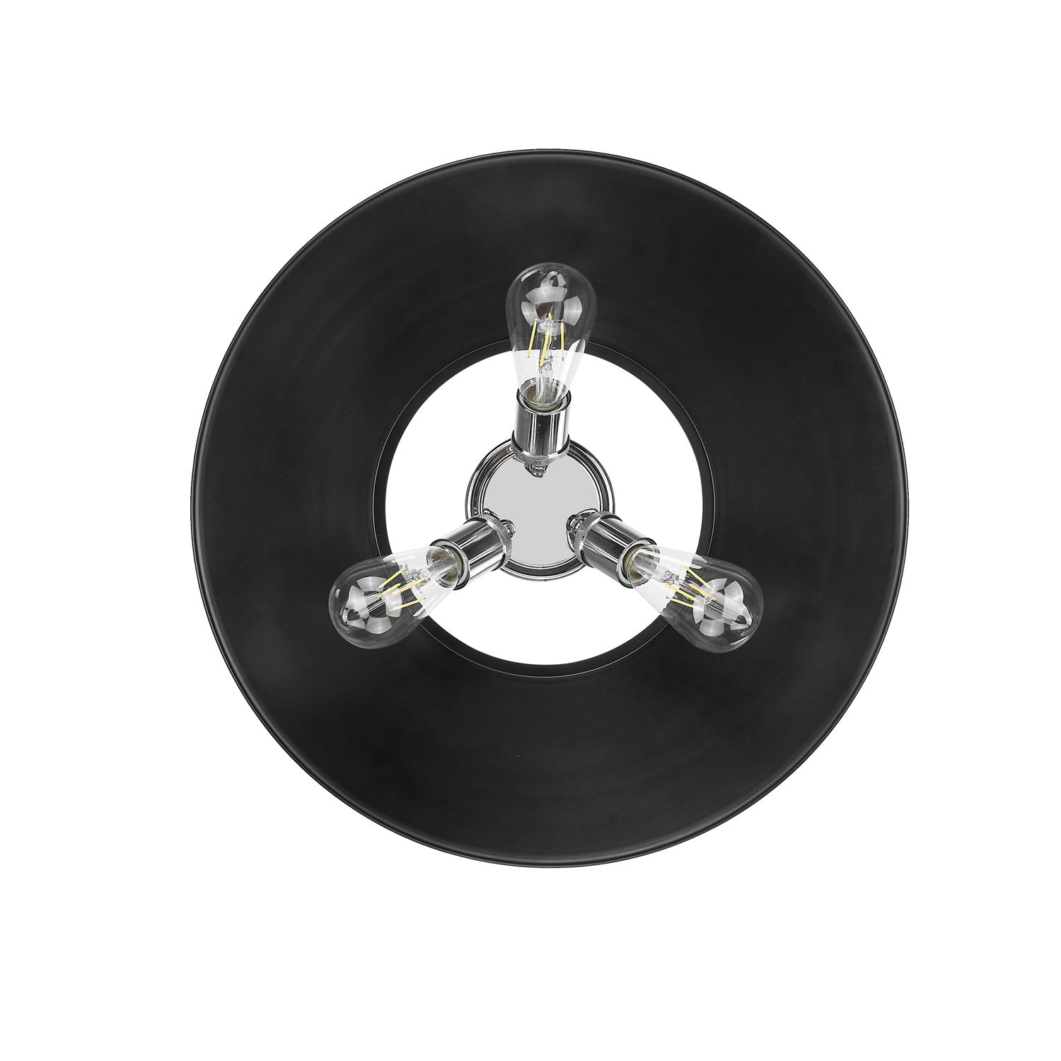 Ch 3 Light Flush Mount In Chrome With Matte Black Shade