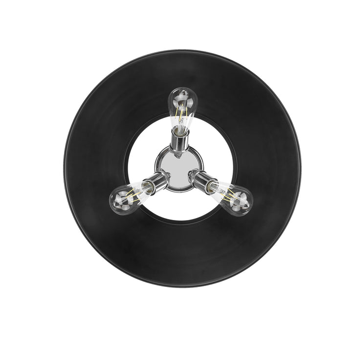 Ch 3 Light Flush Mount In Chrome With Matte Black Shade