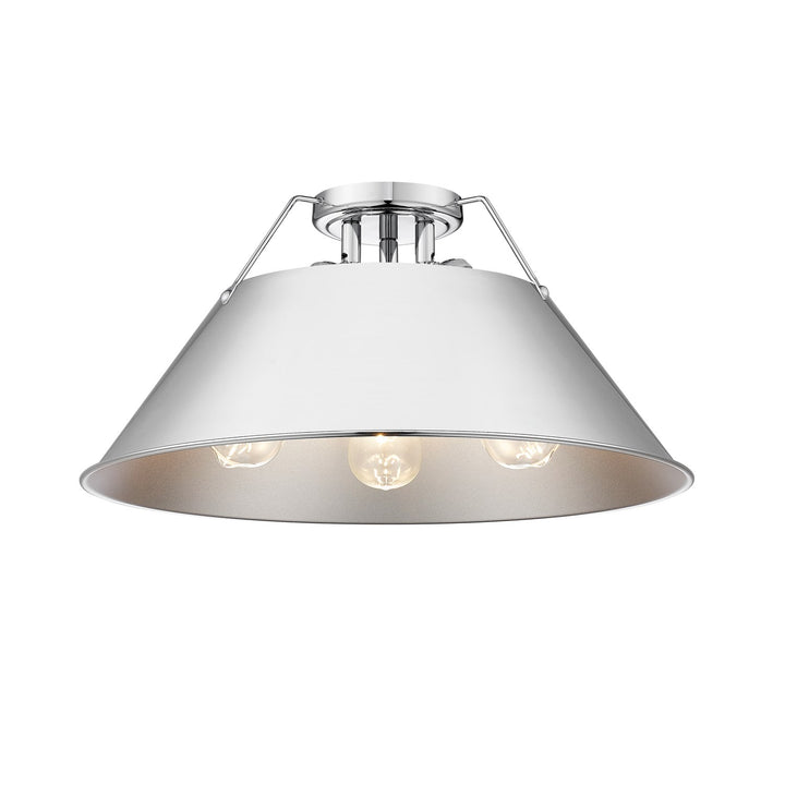 Ch 3 Light Flush Mount In Chrome With Chrome Shade by Golden