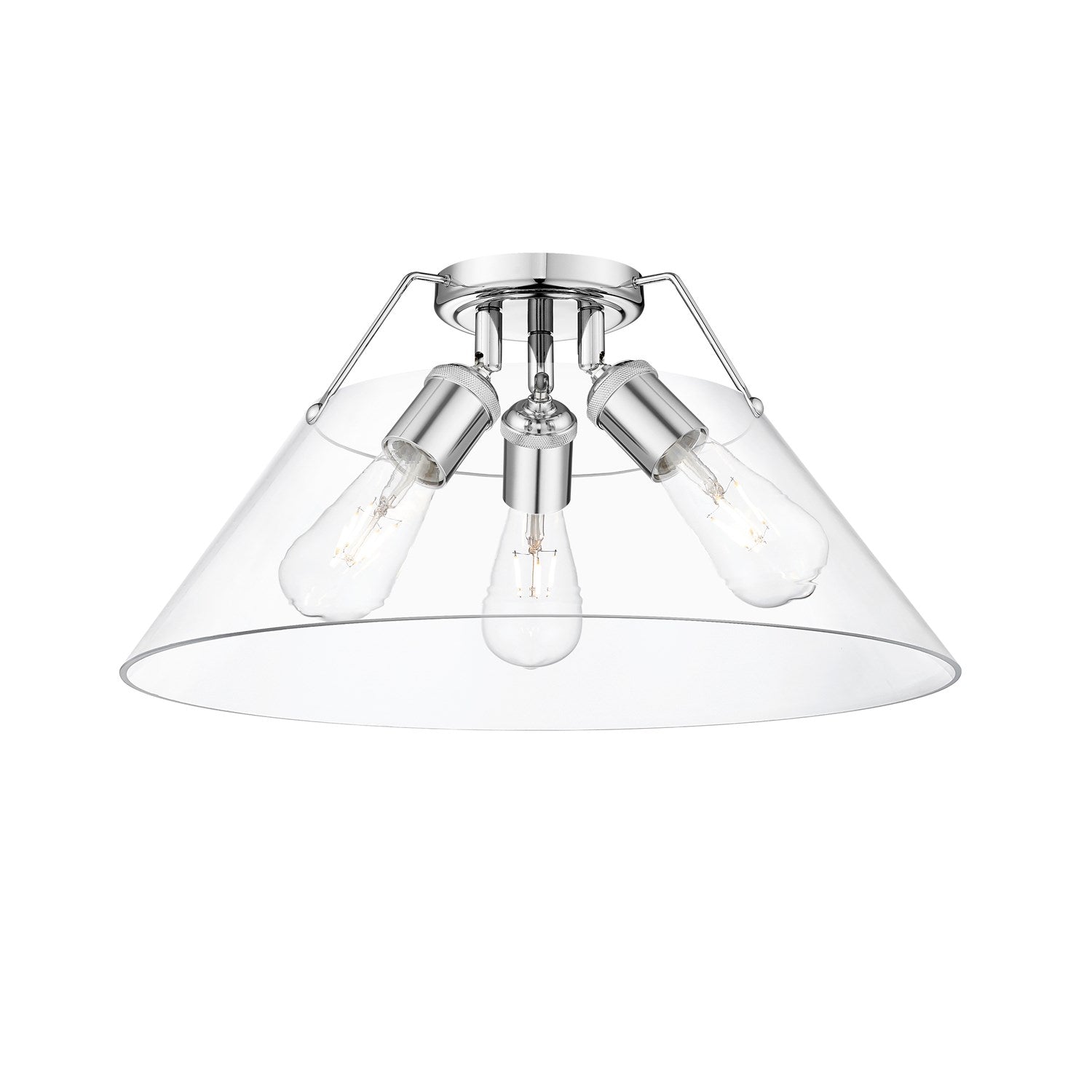 Ch 3 Light Flush Mount In Chrome With Clear Glass by Golden