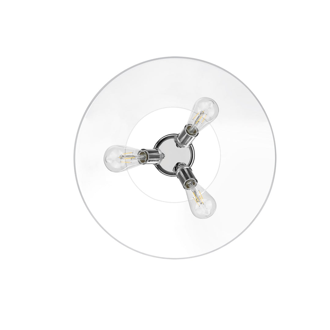 Ch 3 Light Flush Mount In Chrome With Clear Glass